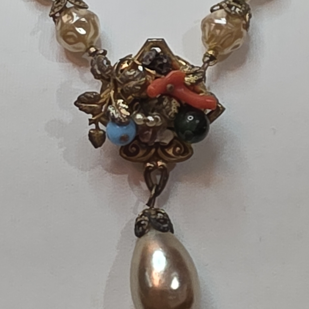 RARE PRE 1947 MIRIAM HASKELL VINTAGE ANTIQUE PEARL NECKLACE CHOKIER 16 INCHES - Picture 4 of 6